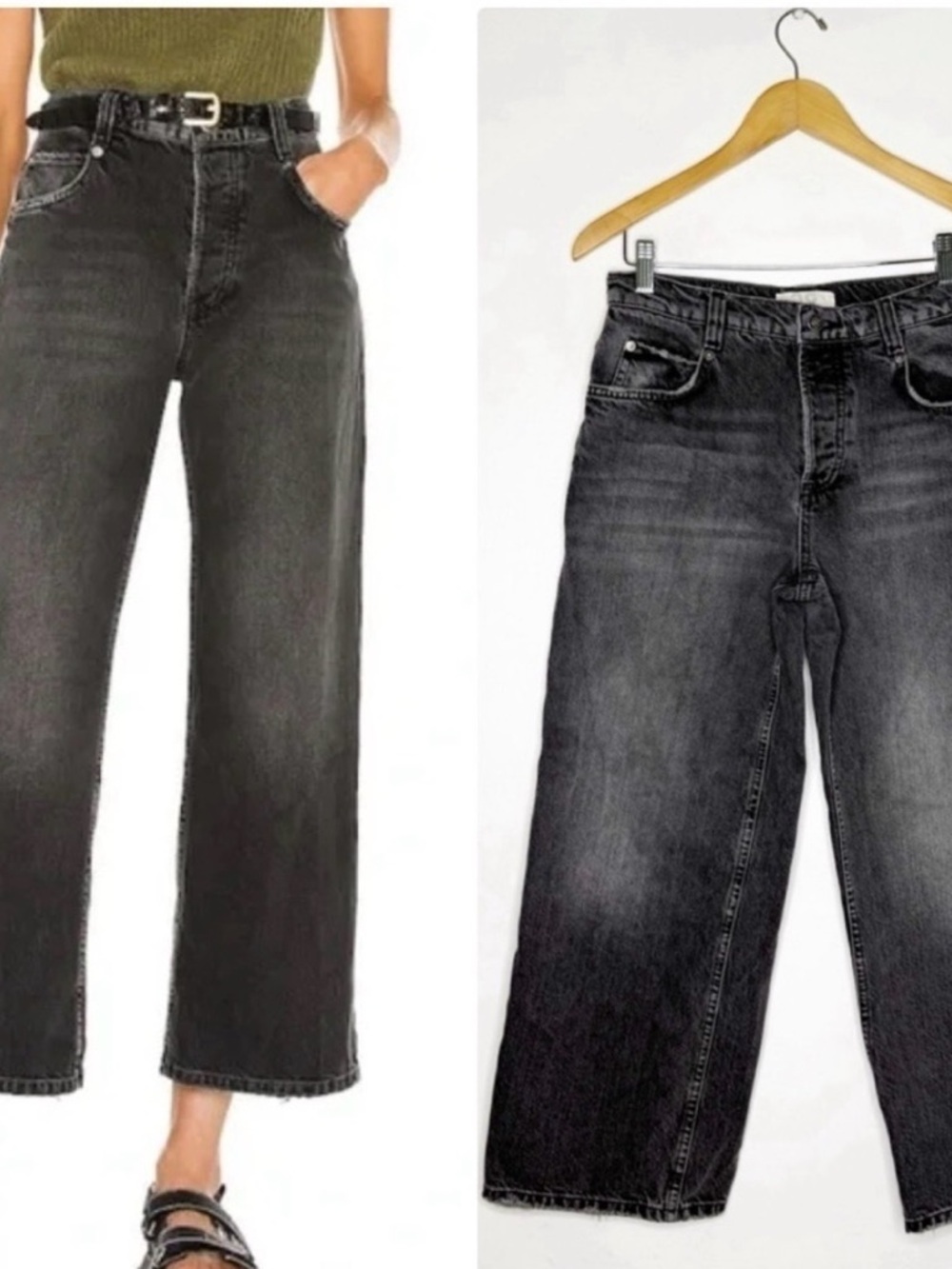 We The Free Free People Carina Boyfriend Relaxed Jeans Washed Black Sz 28